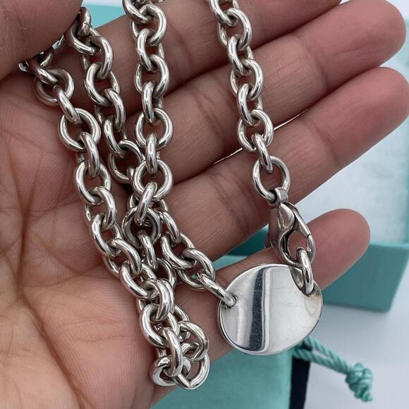 Tiffany & Co Return to Tiffany Oval Tag Sterling Silver 15" Choker Necklace - Picture 4 of 9